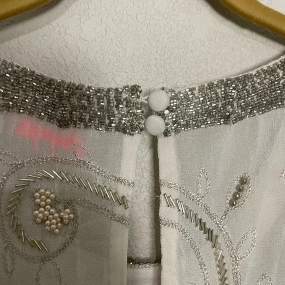 Free People White Silver Beaded Shift Formal Dress 2 - Picture 2 of 3